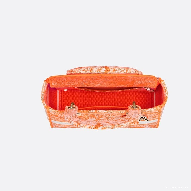 Cheap Bag Orange Motif Canvas D-lite Medium de Lady Toile Jouy 0716 Luxury